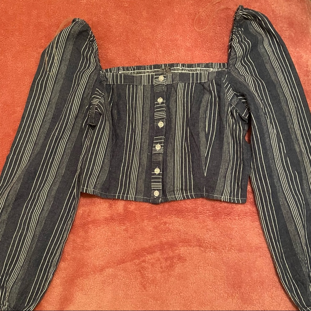 Charlotte Russe Denim Blue Boho Crop Top